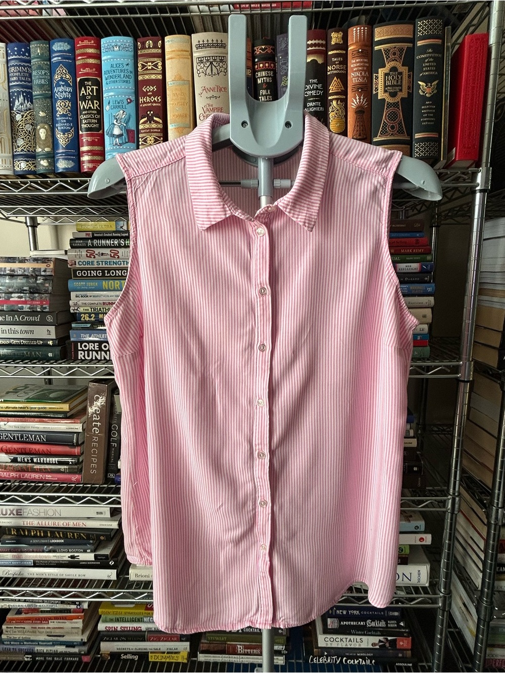 Workshop Republic Clothing Pink Striped Sleeveless Button-Up Blouse